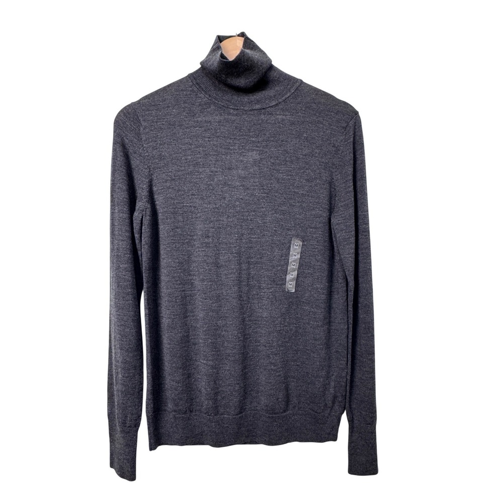Uniqlo Extra Fine Merino Wool Turtleneck Sweater Dark Gray Womens Medium NEW